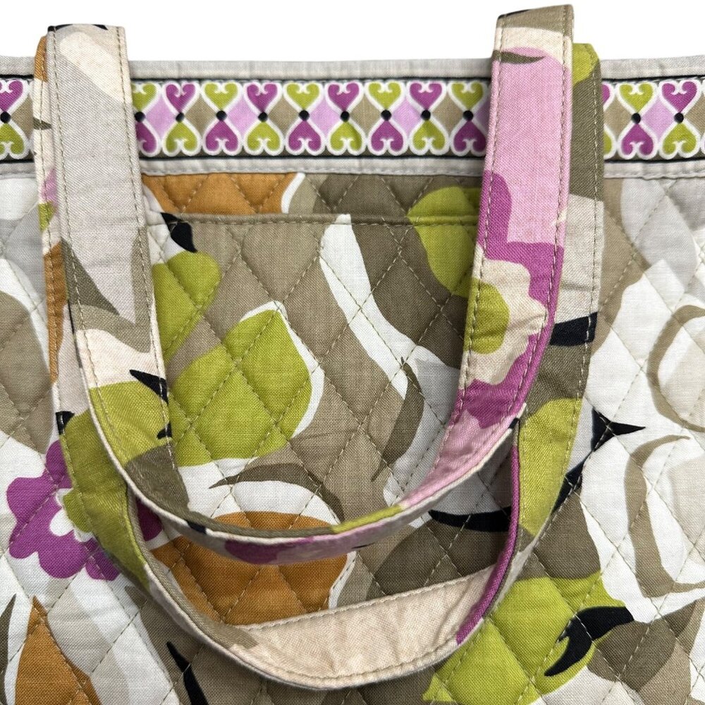 Vera Bradley Tote Zippered Small Floral Portobello Purple Floral Misprint Flaw - Picture 9 of 12